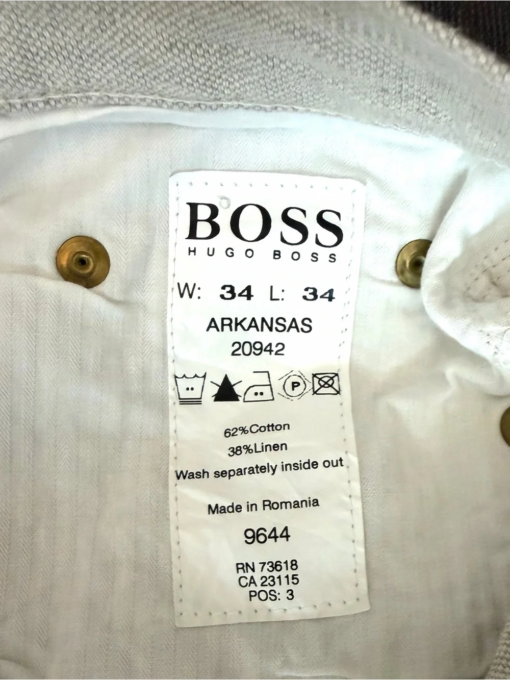 Hugo BOSS Men’s Cream Linen Cotton Vintage 90’s Pants Arkansas